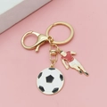 Soccer keychain with gold lobster clasp, enamel football and player in red jersey - Football Player Style (5995286531309)