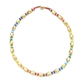 Bracciale elastico fatto a mano con perle in lega dorata e dischi colorati macaron - Stile Collana con Perline Oro con Anelli Multicolore (XIAJIASL1589)