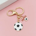 Gold football keychain with I Love Soccer charm and black white enamel soccer ball pendants - I Love Soccer Style (5995286531310)