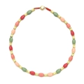 Bracciale elastico con perline a oliva colorate e dettagli dorati in toni macaron - Stile Collana con Perline Multicolore (XIAJIASL1591)