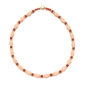 Bracciale elastico con perline ovali rosa e dischi rossi dal design minimale - Stile Collana con Perline Rosa e Rosso (XIAJIASL1593)