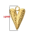 Gehamerde gouden roestvrijstalen hart hanger van 16mm voor DIY sieraden - Gehamerd Hart (BXG153)