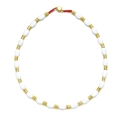 Bracciale elastico con perle ovali bianche e distanziali in metallo dorato - Stile Collana con Perline Bianco e Oro (XIAJIASL1594)