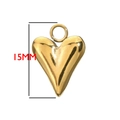 Gouden roestvrijstalen hartvormige hanger voor DIY sieraden, 15mm grootte met ring - Glad Hart (BXG154)