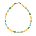 Bracciale elastico con perline color macaron, distanziatori dorati e cordino rosso - Stile Collana con Perline Giallo Verde Arancio Ciano con Cordino Rosso (XIAJIASL1560)