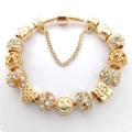 Pulsera de cadena de serpiente dorada con dijes de corazón, smiley y diamantes - Estilo Caja de Regalo Sonrisa (1) / Dorado