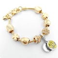 Bracelet serpent doré avec charms cœur, perles en cristal et pendentif arbre de vie - Style Arbre de Vie (3)