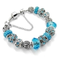 Bracelet à perles en cristal DIY avec perles de verre bleues et chaîne de sécurité - Bleu