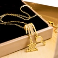 Vergoldete I Love Mama Kette mit Herz- und Schlüsselanhängern und funkelnden Zirkonien - Herzschlüssel (XL3275) / Gold