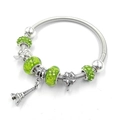 Pulsera de abalorios DIY con trébol verde y colgantes de la Torre Eiffel en cadena - Trébol Torre Eiffel (Verde) / Verde
