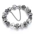 Bracelet chaîne serpent en argent DIY avec perles en cristal et chaîne de sécurité - Blanc