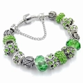 Bracelet à breloques DIY avec perles vert émeraude et chaîne serpent argentée - Vert