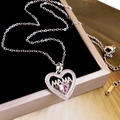 Silberne MAMA Herz-Halskette mit rosa Edelstein und funkelnden Pavé-Kristallen für Damen - Rosa Herz Liebe Mama (XL1497) / Silber