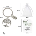 Porte-clés Arbre de Vie argenté avec carte de remerciement et pochette en organza - Petit Cadeau Arbre de Vie Avec Sac Et Carton
