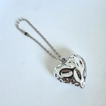 Silver metallic heart pendant with unique lava texture and minimalist ball chain accessory - Heart Ball Chain Style