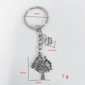 Dimensions détaillées du porte-clés arbre de vie avec pendentif cœur Thank You - Style Porte-clés Pommier Merci