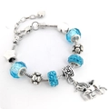 Bracelet à breloques en cristal DIY avec pendentif licorne argenté et perles facettées bleues - Bleu lac
