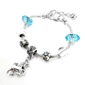 Silver snake chain bracelet with unicorn pendant and blue crystal beads for girls - Small / Blue