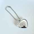 Silver metallic heart-shaped keychain pendant featuring a polished mirror finish ball chain - Small Heart Ball Chain