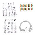 DIY bedelarmband set met regenboogkralen, zilveren hangers en slangenketting voor sieraden - Regenboog DIY Kralenset