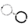 Bracciali di coppia in pietra lavica e turchese bianco con chiusura magnetica a cuore - Turchese Bianco Pietra Lavica