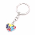 Colorful puzzle piece heart pendant keychain in metal for autism awareness support - Heart Shape (1#)