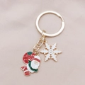 Portachiavi natalizio con Babbo Natale in lega dorata e ciondoli a fiocco di neve - Stile Babbo Natale con Sacco dei Regali (3#)