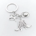 Westerse cowboy sleutelhanger met vintage zilveren hoefijzer hoed en laars hangers - 2#
