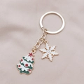 Portachiavi natalizio con albero in metallo dorato e ciondolo a fiocco di neve bianco - Stile Albero di Natale (2#)