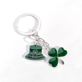Saint Patrick's Day metal keychain with green hat and shamrock pendant on white background - Green Hat And Shamrock Style