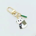 Schattige panda sleutelhanger met bamboe hanger en gouden veersluiting voor tassen - Panda met Mand Stijl (2#)