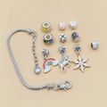 Set de pulsera DIY con colgantes de unicornio arcoíris y cuentas de colores en cadena de plata - Estilo Unicornio Arcoíris Copo de Nieve (5# DIY Cuentas sueltas) / 18+5cm