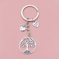 Détail du porte-clés arbre de vie et pomme avec pendentif cœur gravé Thank You - Style Pommier Et Cœur Merci (Style A)