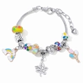 Pulsera con dije de unicornio arcoíris con cuentas de esmalte y cadena de serpiente - 18+5cm / Globo Aerostático De Colores (LQ-9905#)