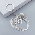 Detail of silver angel wings keychain with engraved heart tag a piece of my heart is in heaven - A Piece Of My Heart Style (LQ-01865 F#)