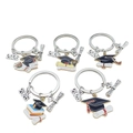 5-piece 2026 graduation cap keychain set with colorful enamel alloy charms for students - 5-piece Bag