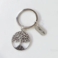 Porte-clés Arbre de Vie argenté avec pendentif Thank You pour cadeau - Style Arbre de Vie Petite Taille