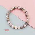 Pink zebra jasper beaded bracelet with 8mm stones and gold rhinestone spacers - Pink Zebra Small Size Gold Rhinestone Style