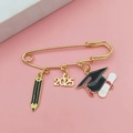 Detail of 2025 graduation brooch featuring alloy pencil and doctoral cap charms - 2025 Year Style 5 (2025-5#)