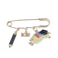 Broche épingle dorée émaillée avec pendentifs diplôme 2026 et crayon pour étudiants - Année 2026 Style 1 (2026-1#)