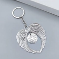 Portachiavi vintage ali d'angelo a cuore con ciondolo rotondo inciso in argento - Stile Do What You Love (LQ-01865 B#)