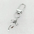 Silver alloy bow ribbon keychain charm with spring gate hook for bags and phones - Silver Style (Alloy 2#)
