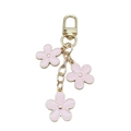 Pink floral alloy keychain with gold-plated lobster clasp for bags and earphone cases - Triple Flower Pendant / Pink Flower