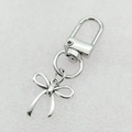 Silver bow alloy keychain pendant with metal snap hook for bags and phones - Silver Style (Alloy 3#)
