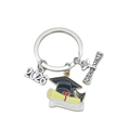 2026 graduation keychain featuring black doctoral cap and silver graduate scroll charms - Silver Heart Graduation Cap Style (2026-4#)