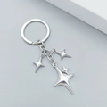Porte-clés minimaliste en métal argenté avec pendentifs en forme d'étoile - Combo en Amas d'Étoiles (D)