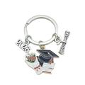 Silver 2026 graduation keychain featuring a black mortarboard and colorful enamel charms - Silver Enamel Book Bouquet Style (2026-5#)