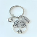 Porte-clés argenté avec plaque Thank You breloque pomme et pendentif Arbre de Vie - Style Pomme Arbre de Vie