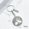 Porte-clés argenté avec pendentif Arbre de Vie et barre gravée Family en alliage - Style Famille Arbre de Vie (YYR01926)