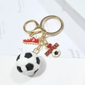 Portachiavi dorato con pallone 3D, scarpa rossa e ciondolo smaltato I Love Soccer - Calcio 3D In Gomma Morbida 1